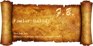 Famler Balló névjegykártya